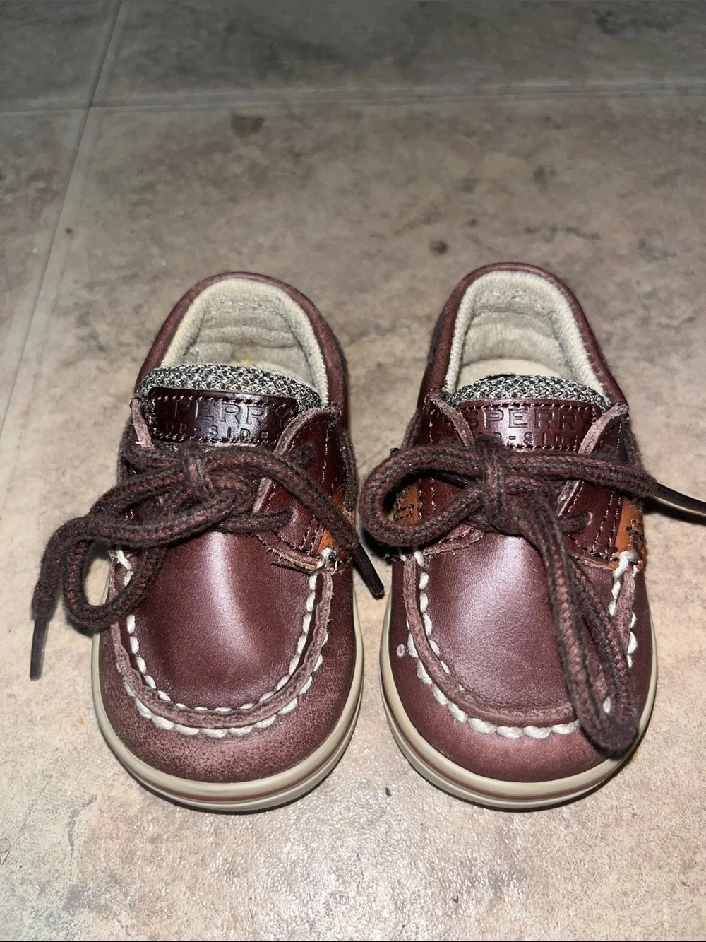 Sperry Brown Leather Kids Moccasin Boat Shoes